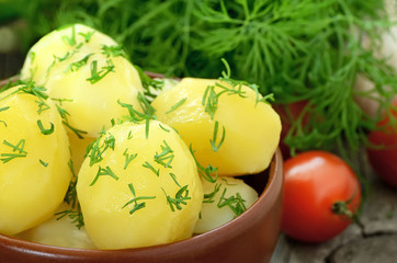 Boiled potatoes with dill