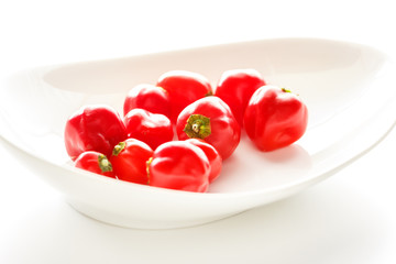 Habanero on the white plate on white background