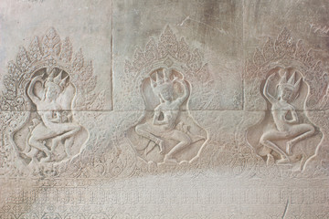 Apsaras on the wall of Angkor Wat