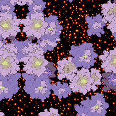 abstract flowers on a background of stars