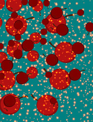 texture with abstract image of the cherries