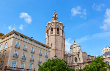 Fototapeta na wymiar Valencia, Spain - facade of the Cathedral Church