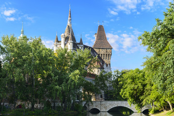 Vajdahunyad castle in Varosliget park. Budapest. Hungary