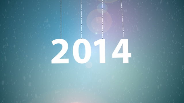 White tags with 2014 with snow background.
