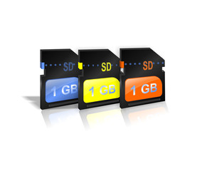 Сим-карты. Флешки три разных цветов