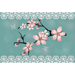 Cherry blossom branch sakura card