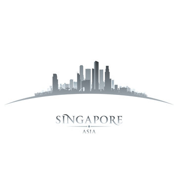 Singapore Asia city skyline silhouette white background