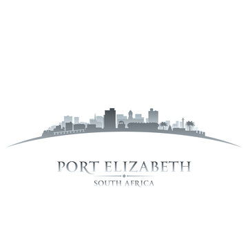 Port Elizabeth South Africa city skyline silhouette white backgr