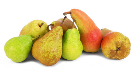 variet&agrave; di pere in fondo bianco