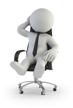 3d small people - supervisor manager in chair