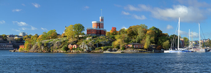 Panorama of Kastellholmen island with Small Castle in Stockholm
