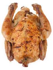 fresh domestic fried chicken isolated on white