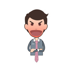 Angry businessman and shouting over white background