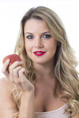 Young Woman Holding an Apple