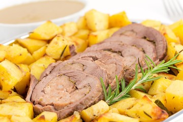 roast and potatoes