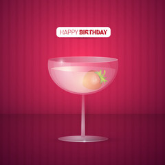 Vector Violet Happy Birthday Background With Drink