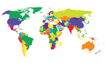 Fototapeta na wymiar World Map Vector color