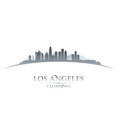Fototapeta premium Los Angeles California city skyline silhouette white background
