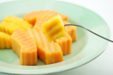 Eating Papaya  and Mango