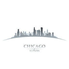 Chicago Illinois city skyline silhouette white background