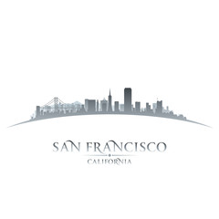 Fototapeta premium San Francisco California city skyline silhouette white backgroun
