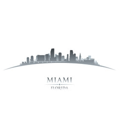 Obraz premium Miami Florida city skyline silhouette white background