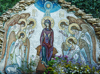Christmas mosaic icon of Virgin Mary