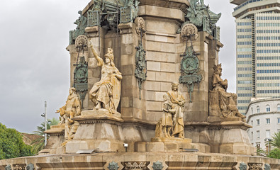 Lower part of the Statue of Columbus in Barcelona, Spain