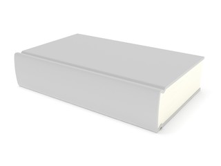 3D blank book cover over white background