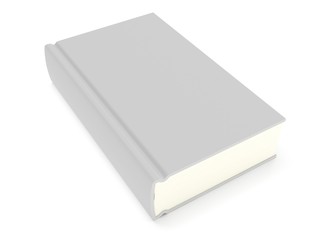 3D blank book cover over white background