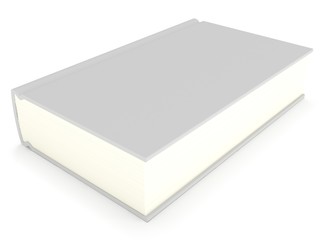 3D blank book cover over white background