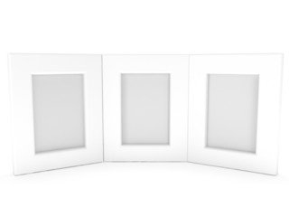 Empty blank photo frames on white. 3D render.