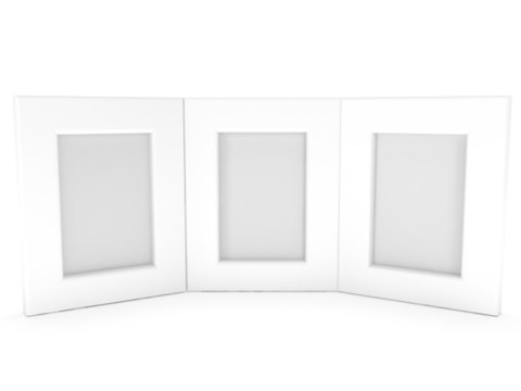 Empty blank photo frames on white. 3D render.