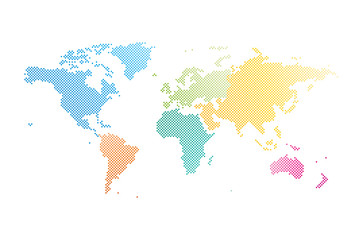 Fototapeta na wymiar Welt Karte Punkte Farben