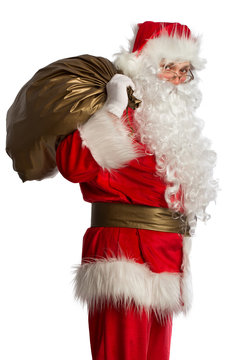 Santa Claus with bag isolated on white