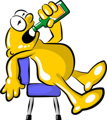 Man sitting and drinking from bottle