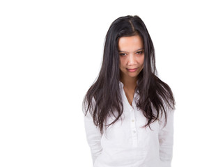 Fototapeta premium Female asian model over white background