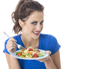 Young Woman Eating Mixed Salad