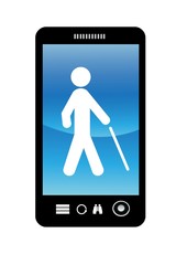 Aveugle dans un téléphone mobile