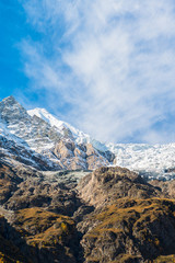 Alpine hills in snow