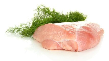 Raw turkey meat isolated on white