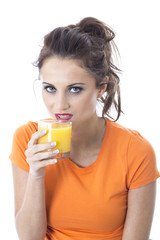 Young Woman Drinking Orange Juice