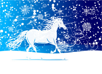 White horse sketch for your design. Symbol of 2014 year