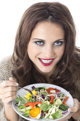 Young Woman Eating Stir Fried Vegetables