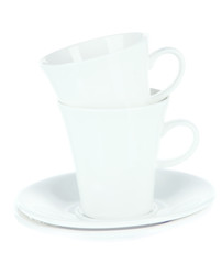 White cups isolated on white