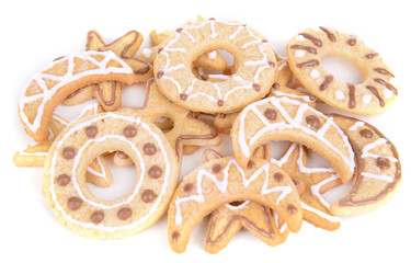 Delicious Christmas cookies isolated on white
