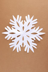 Beautiful paper snowflake on brown background