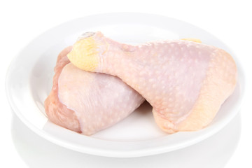 Raw chicken legs isolated on white
