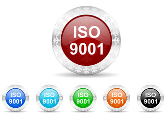 iso 9001 icon christmas vector set