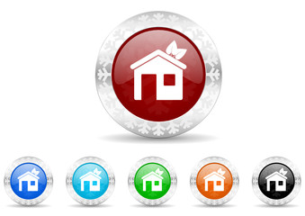 house  icon christmas vector set